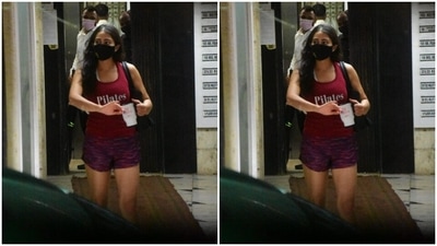 On Wednesday, Sara was spotted wearing a red tank top with “Pilates girl” written on it. (HT Photos/Varinder Chawla)