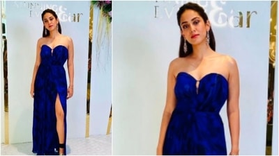 In the pictures, Mira Rajput can be seen wearing a shaded hand micro pleated maxi from SAAKSHA & KINNI. (Instagram/@elevate_promotions) In the pictures, Mira Rajput can be seen wearing a shaded hand micro pleated maxi from SAAKSHA & KINNI. (Instagram/@elevate_promotions)