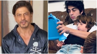 Shah Rukh Khan and his sons Aryan Khan and AbRam Khan.