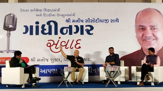 “Surat has given confidence and hope to the Aam Aadmi Party and Gandhinagar will change the wind of Gujarat with the same hope and confidence,” Sisodia said.(Twitter/@msisodia)
