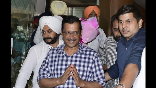 Aam Aadmi Party national convener and Delhi chief minister Arvind Kejriwal before meeting industrialists in Ludhiana on Wednesday.