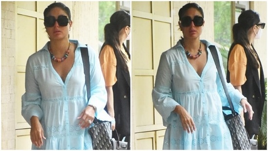 Kareena Kapoor's mini dress for outing with Karisma Kapoor costs <span class='webrupee'>₹</span>14k, can you guess her bag's price?(HT Photo/Varinder Chawla)