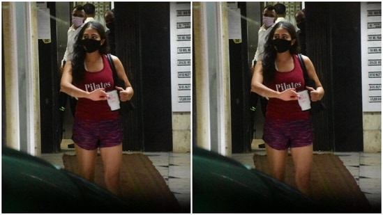 On Wednesday, Sara was spotted wearing a red tank top with “Pilates girl” written on it.(HT Photos/Varinder Chawla)