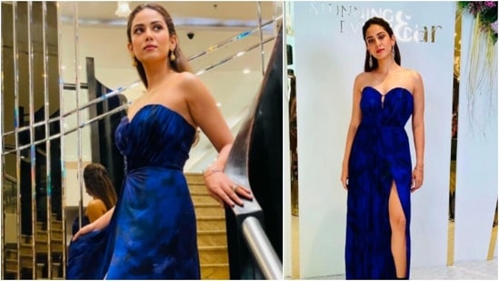 Photos: Mira Rajput stuns in thigh-high slit royal blue maxi dress ...