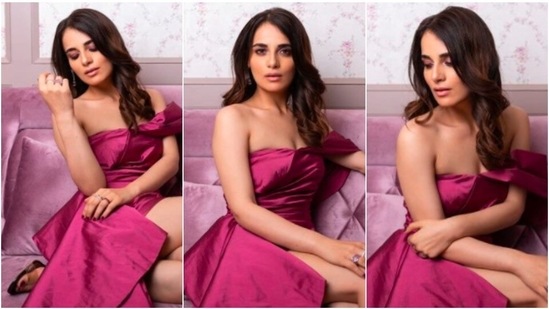 Radhika Madan, who has won hearts of many with her acting skills, has also managed to keep the fashion police impressed with her incredible fashion choices. Recently, the actor set the internet on fire in a violet satin dress.(Instagram/@radhikamadan)