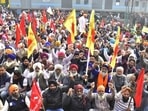 Protesters during a rail roko agitation against farm laws on February 18, 2021 (Sameer Sehgal/HT) Protesters during a rail roko agitation against farm laws on February 18, 2021 (Sameer Sehgal/HT)