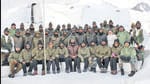 The Divyang trekkers at the Kumar Post, which is at an altitude of 15,632 ft. It took the team five days to reach Kumar Post from the Siachen base camp. (HT PHOTO)