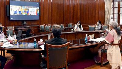 Indian minister of finance and corporate Affairs Nirmala Sitharaman virtually chairing the second meeting of BRICS finance ministers and central bank governors, in New Delhi in August. The founding of the New Development Bank by the BRICS nations was an “act of great foresight” by the leaders of the five-member bloc, said Indian envoy to China. (ANI) Indian minister of finance and corporate Affairs Nirmala Sitharaman virtually chairing the second meeting of BRICS finance ministers and central bank governors, in New Delhi in August. The founding of the New Development Bank by the BRICS nations was an “act of great foresight” by the leaders of the five-member bloc, said Indian envoy to China. (ANI)