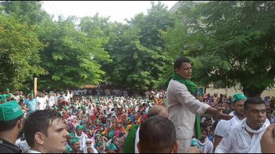 Many farmers have been protesting against the Noida authority for not leasing the land back to them. (Sourced) Many farmers have been protesting against the Noida authority for not leasing the land back to them. (Sourced)