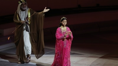 Emirati artists perform during the opening ceremony of the Dubai Expo 2020, in Dubai, United Arab Emirates on September 30. (AP) Emirati artists perform during the opening ceremony of the Dubai Expo 2020, in Dubai, United Arab Emirates on September 30. (AP)