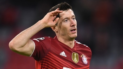 Champions League - Group E - Bayern Munich v Dynamo Kyiv - Allianz Arena, Munich, Germany - September 29, 2021 Bayern Munich's Robert Lewandowski celebrates scoring their second goal (REUTERS)