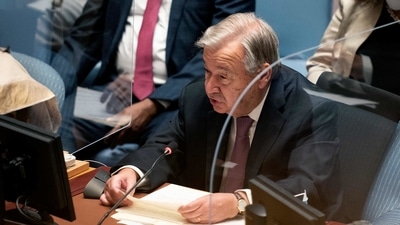 UN Secretary-General Antonio Guterres attends a meeting of the Security Council. (AFP) UN Secretary-General Antonio Guterres attends a meeting of the Security Council. (AFP)