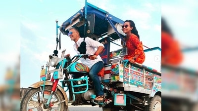 Milind Soman and Ankita Konwar go on an adventurous trip in a ‘chhakda.’ (Instagram/@milindrunning) Milind Soman and Ankita Konwar go on an adventurous trip in a ‘chhakda.’ (Instagram/@milindrunning)