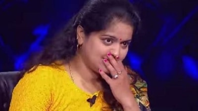 Savita Bhati on the Kaun Banega Crorepati 13 hot seat. Savita Bhati on the Kaun Banega Crorepati 13 hot seat.