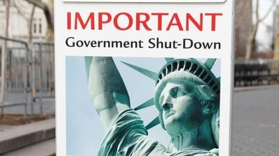 File photo of a banner during the December 2018-January 2019 US govt shutdown File photo of a banner during the December 2018-January 2019 US govt shutdown
