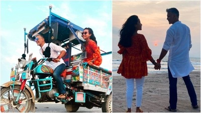 Milind Soman shared two photos of him and his wife Ankita Konwar spending time in Gujarat on Instagram. (Instagram/@milindrunning) Milind Soman shared two photos of him and his wife Ankita Konwar spending time in Gujarat on Instagram. (Instagram/@milindrunning)