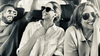 Ranveer Singh and Deepika Padukone pose with interior designer Vinita Chaitanya. Ranveer Singh and Deepika Padukone pose with interior designer Vinita Chaitanya.
