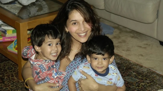 Madhuri Dixit shares a throwback pic of her sons Arin and Raayan.