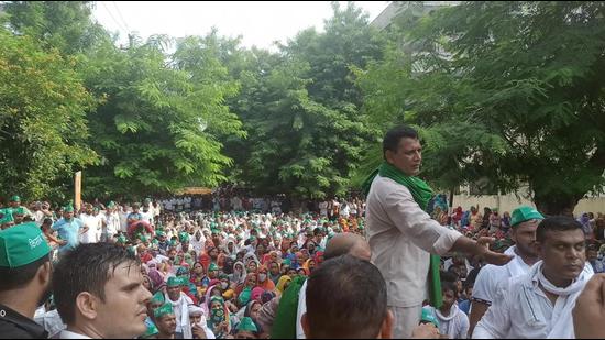 Many farmers have been protesting against the Noida authority for not leasing the land back to them. (Sourced)
