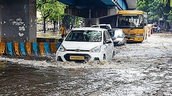 Waterlogging in Thane due to heavy rainfall on September 29. (PTI) Waterlogging in Thane due to heavy rainfall on September 29. (PTI)