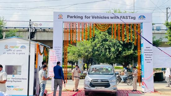 The cashless parking lot, which uses Fastag to deduct parking fee, is in Dwarka Sector 14. (Sourced)