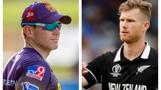 Eoin Morgan and Jimmy Neesham collage.(IPL)