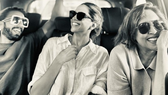 Ranveer Singh and Deepika Padukone pose with interior designer Vinita Chaitanya. Ranveer Singh and Deepika Padukone pose with interior designer Vinita Chaitanya.