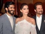 Harsh Varrdhan Kapoor poses with sister Sonam Kapoor and father Anil Kapoor.