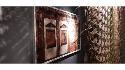 Goa-based architect and historian Vishvesh Prabhakar Kandolkar’s site-specific installation. This is not the Basilica! It is a large print of the the Basilica of Bom Jesus hidden behind a protective covering of palm fronds, to indicate the fragile nature of the structure and the weak efforts made to protect the 16th-century monument. (Vishvesh Prabhakar Kandolkar) Goa-based architect and historian Vishvesh Prabhakar Kandolkar’s site-specific installation. This is not the Basilica! It is a large print of the the Basilica of Bom Jesus hidden behind a protective covering of palm fronds, to indicate the fragile nature of the structure and the weak efforts made to protect the 16th-century monument. (Vishvesh Prabhakar Kandolkar)