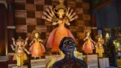 Durga Puja is the biggest festival in West Bengal. Even though the five-day Puja starts this year from October 11, the festival extends for more than a week every year. (PTI PHOTO.) Durga Puja is the biggest festival in West Bengal. Even though the five-day Puja starts this year from October 11, the festival extends for more than a week every year. (PTI PHOTO.)