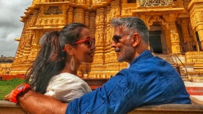 Milind Soman and Ankita Konwar are couple goals as they adorably look into each other's eyes. (Instagram/@milindrunning)