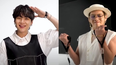 BTS members Suga and V. BTS members Suga and V. 