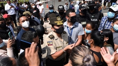 Dozens of police and military vehicles, as well as ambulances, entered the prison eompound on Thursday. Helicopters flew over the area. (REUTERS)