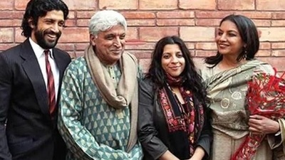 Shabana Azmi with husband Javed Akhtar and his children, Farhan and Zoya Akhtar. Shabana Azmi with husband Javed Akhtar and his children, Farhan and Zoya Akhtar.