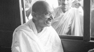 Mahatma Gandhi inside a train. (FILE PHOTO) Mahatma Gandhi inside a train. (FILE PHOTO)