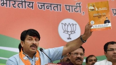 Addressing the gathering, Manoj Tiwari questioned the ban and said that the situation has returned to almost normal (PTI)