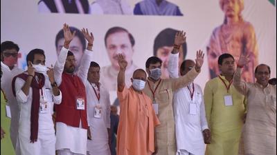 Uttar Pradesh chief minister Yogi Adityanath addressing a gathering after unveiling the statue of Mihir Bhoj at a college in Greater Noida’s Dadri on September 22 ) (Sakib Ali/HT photo) Uttar Pradesh chief minister Yogi Adityanath addressing a gathering after unveiling the statue of Mihir Bhoj at a college in Greater Noida’s Dadri on September 22 ) (Sakib Ali/HT photo)