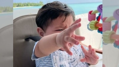 Kareena Kapoor says this picture defines son Jehangir's forever mood as she shared a picture of him from their recent Maldives vacation.&nbsp; 
