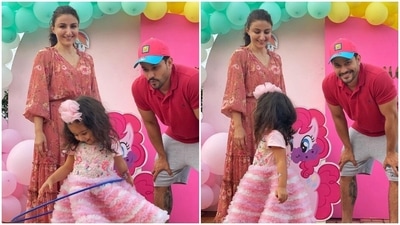 Soha Ali Khan and Kunal Kemmu with their daughter Inaaya. Soha Ali Khan and Kunal Kemmu with their daughter Inaaya.