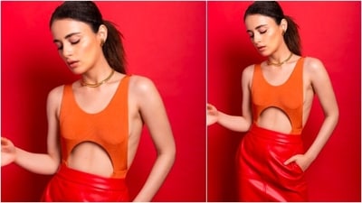 Radhika Madan set the internet ablaze with her jaw-dropping orange and red outfit. (Instagram/@radhikamadan)