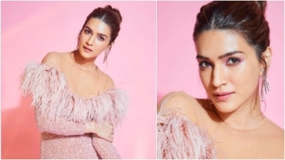 With her hair tied in a high messy bun, Kriti Sanon opted for minimal makeup. (Instagram/@vandafashionagency)