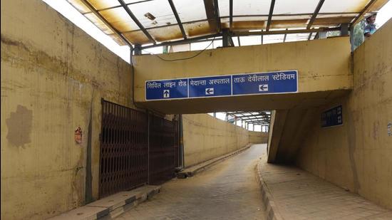 The pedestrian underpass at Rajiv Chowk, in Gurugram on Friday. (Vipin Kumar /HT) The pedestrian underpass at Rajiv Chowk, in Gurugram on Friday. (Vipin Kumar /HT)