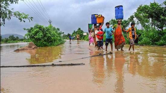 Visakhapatnam districts in Andhra Pradesh saw floods induced by cyclone Gulab. (PTI)