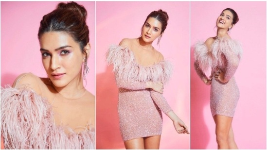 Kriti Sanon teamed her look with a pair of shimmery silver stilettos.(Instagram/@vandafashionagency)