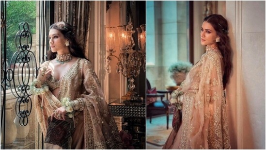 Kriti Sanon is the epitome of royalty in this gorgeous Manish Malhotra lehenga.(Instagram/@kritisanon)
