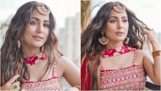 The countdown for the festival of Navrati has begun. Every year celebrities treat fans with photos of their celebration. Hina Khan decided to welcome the festive month in a traditional avatar.(Instagram/@realhinakhan)