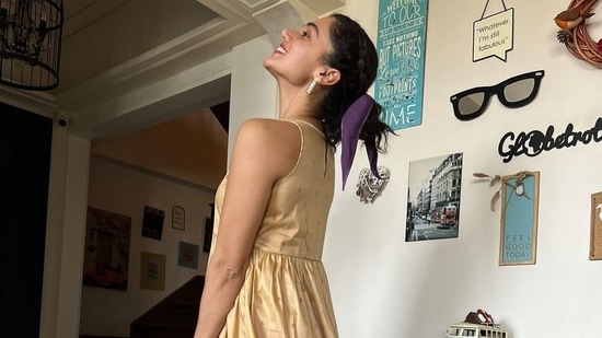 Taapsee Pannu poses in her new house. 