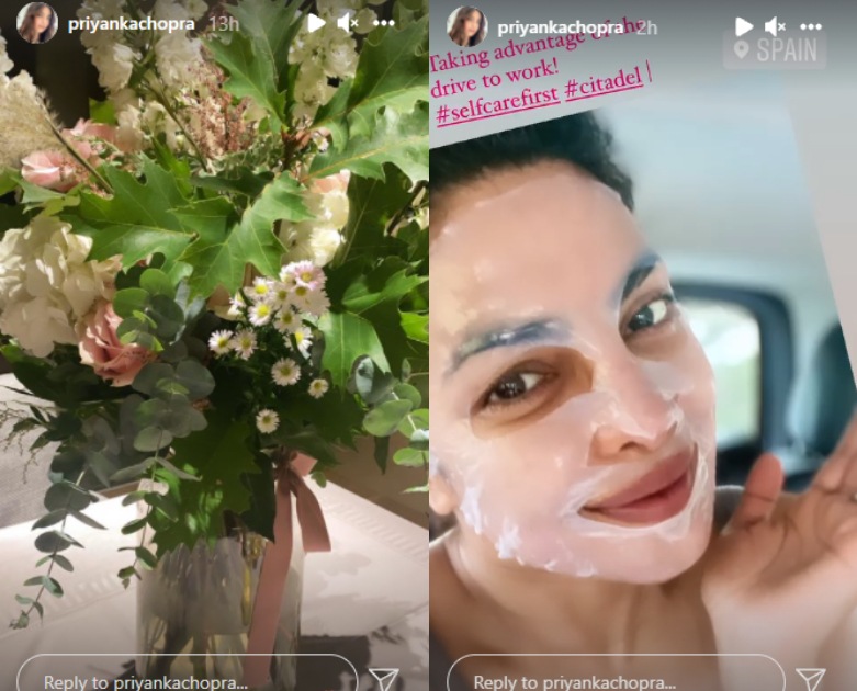 Priyanka Chopra comparte una foto de las flores que recibió de Nick Jonas y un vistazo de su viaje a los decorados de Citadel.