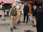 Security personnel stand guard near the incident site after a civilian was allegedly killed by the militants, at Karan Nagar, in Srinagar on Saturday. (ANI Photo)(Imran Nissar) Security personnel stand guard near the incident site after a civilian was allegedly killed by the militants, at Karan Nagar, in Srinagar on Saturday. (ANI Photo)(Imran Nissar)