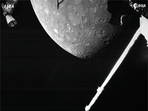 The monitoring cameras (MCAMs) onboard the BepiColombo mission provided black-and-white snapshots in 1024 x 1024 pixel resolution.(ESA/JAXA) The monitoring cameras (MCAMs) onboard the BepiColombo mission provided black-and-white snapshots in 1024 x 1024 pixel resolution.(ESA/JAXA)